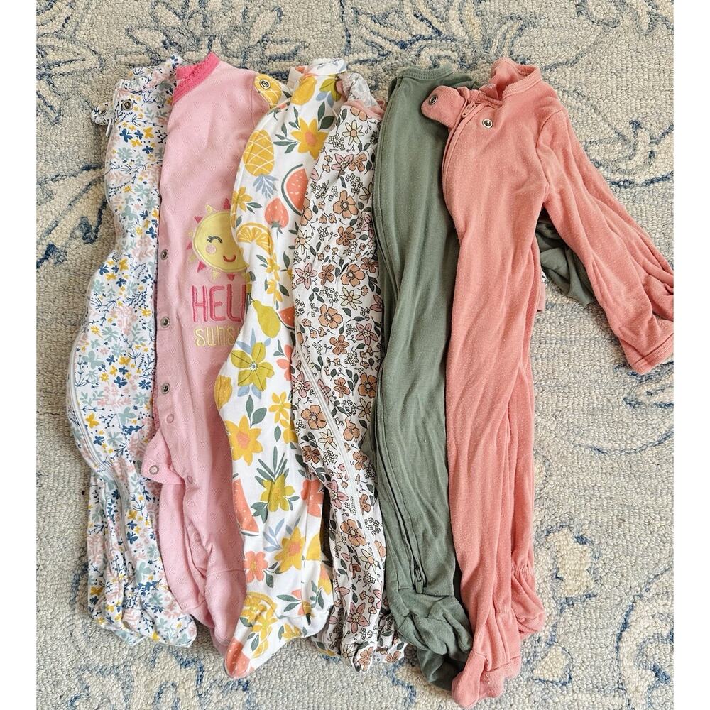 Baby Girl 3-6 months Footed Zip Snap One Piece Sleeper Pajama Lot Bundle Infant